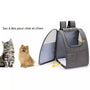 Sac à dos de transport pour chat gris avec côtés en mesh pour ventilation