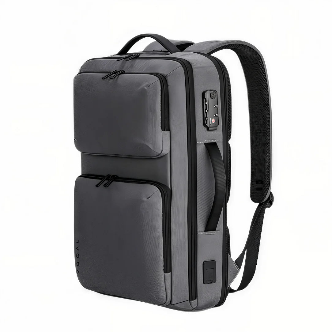Sac à dos de travail antivol TSA Guardian gris avec compartiments et serrure intégrée
