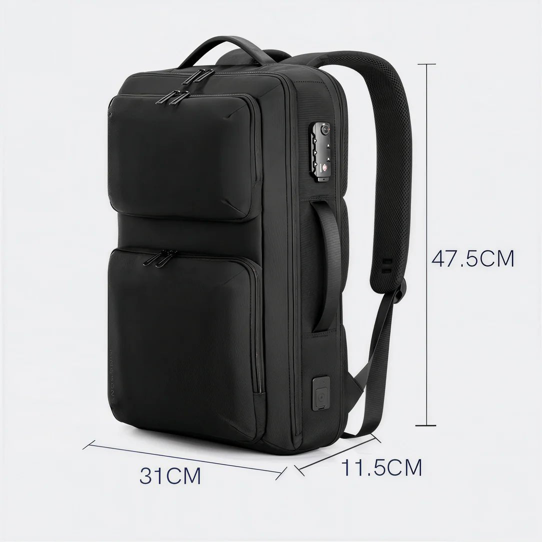 Sac à dos de travail antivol TSA Guardian avec plusieurs compartiments, verrou intégré et port USB
