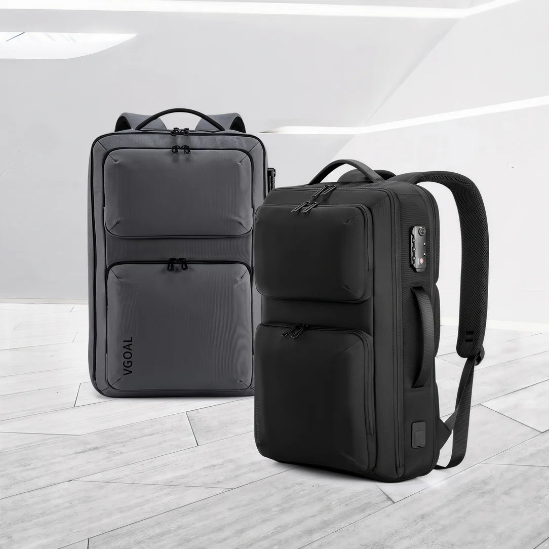 Deux sacs à dos multifonctionnels en gris foncé et noir, Sac à dos de travail antivol TSA Guardian
