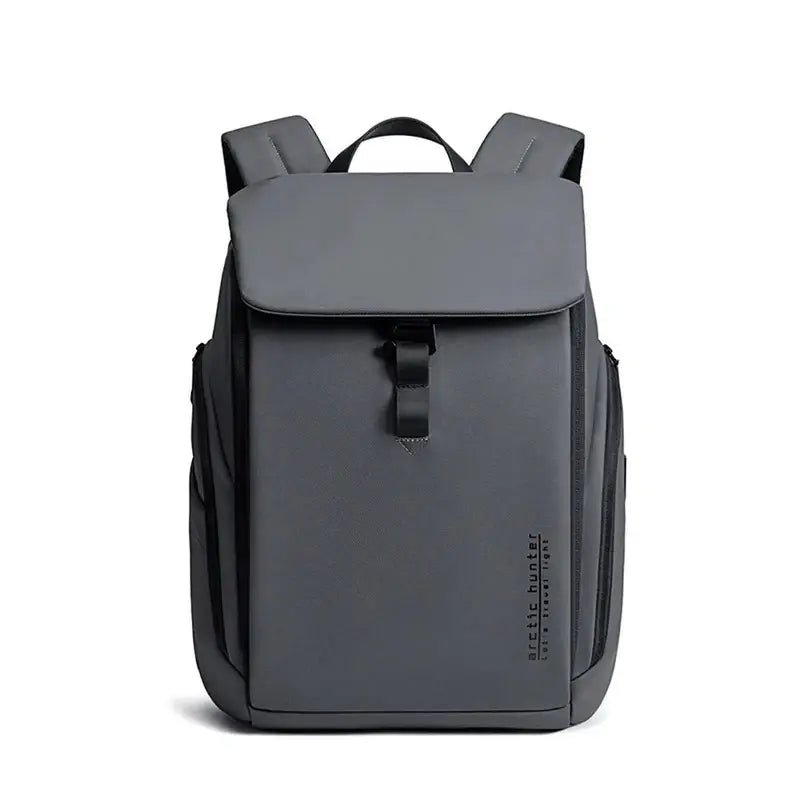 Sac à dos de travail femme en gris foncé imperméable avec fermeture à boucle réglable