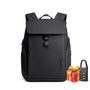 Sac à dos de travail femme noir avec fermeture à rabat, serrure et cadeau assorti