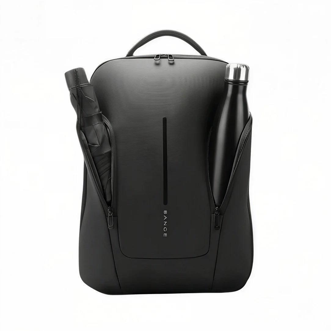 Sac à dos noir Bange avec porte-bouteille et compartiment ordinateur