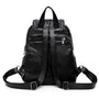 Sac à dos de ville similicuir en cuir noir avec bretelles ajustables et poches zippées