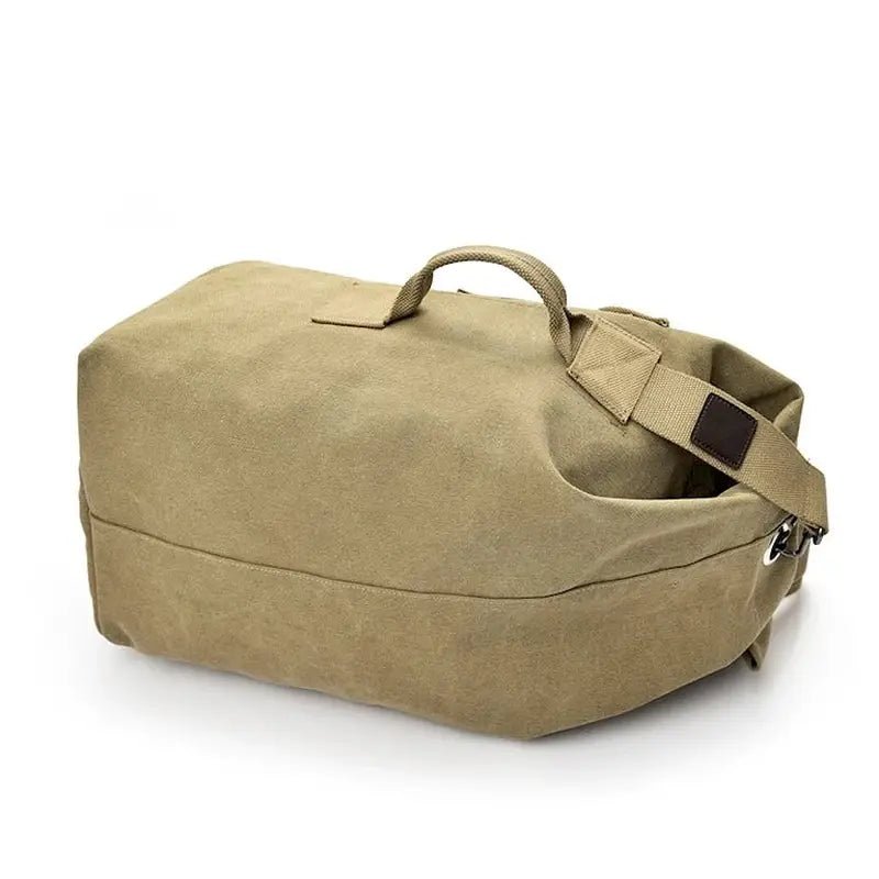 Sac à dos de voyage 40l en toile beige avec poignée supérieure et bandoulière