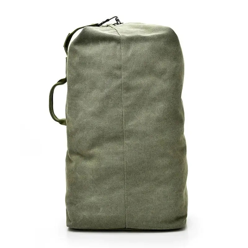 Sac à dos de voyage 40l en toile olive verte avec fermeture éclair supérieure et poignée latérale