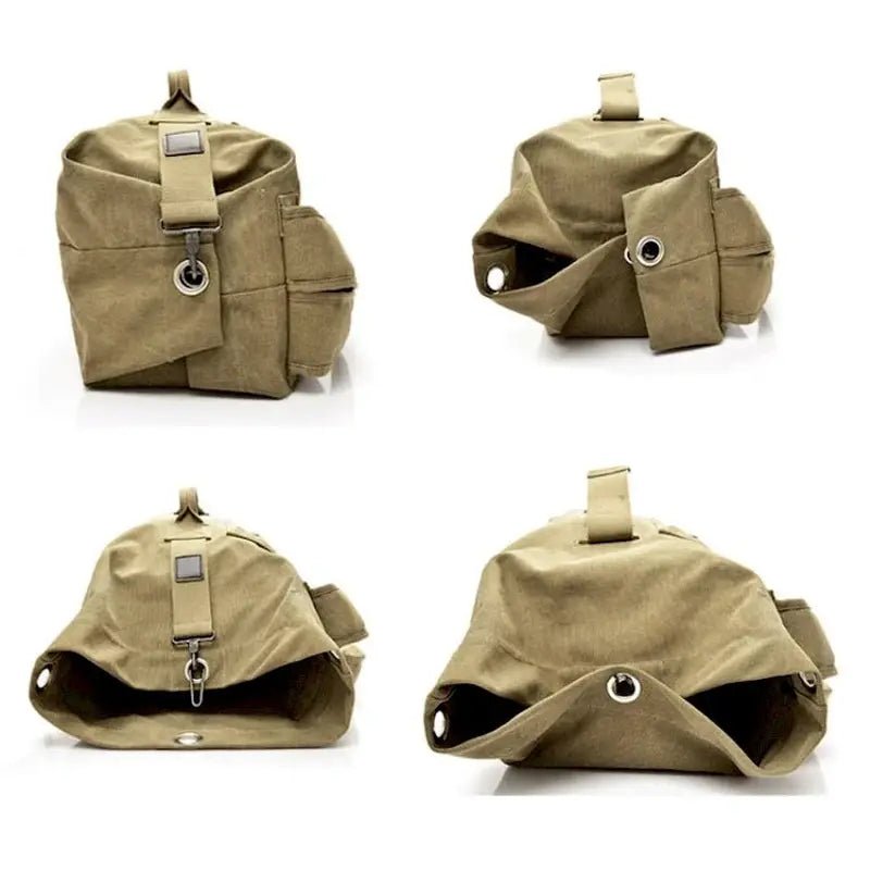 Pochette utilitaire en toile beige, pliable avec œillets et attaches pour Sac à dos de voyage 40l