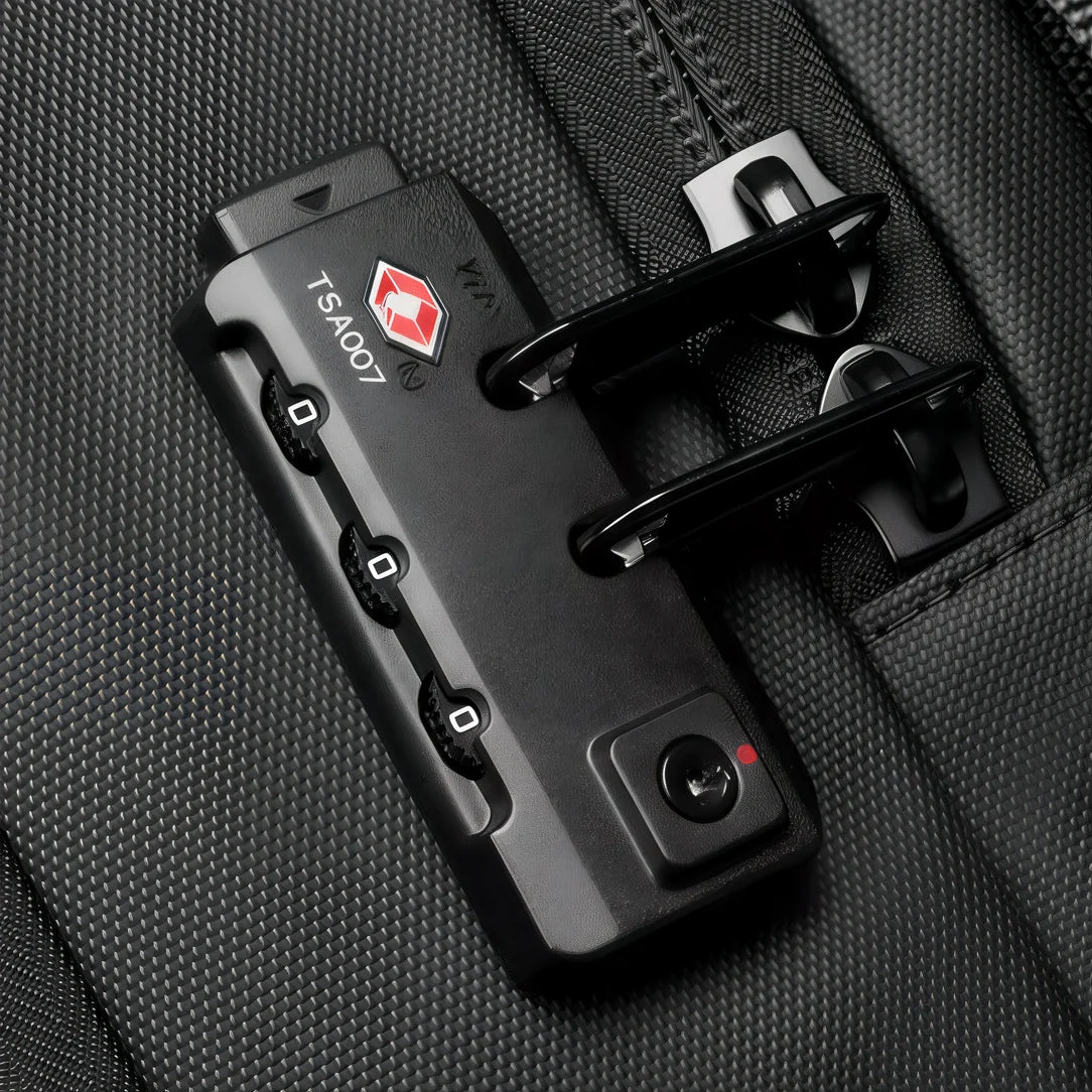 Sac à dos antivol 40L cabine avec caméra compacte noire logo rouge diamant