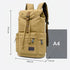 Sac à dos de voyage en toile kaki avec fermeture à cordon et multiples poches