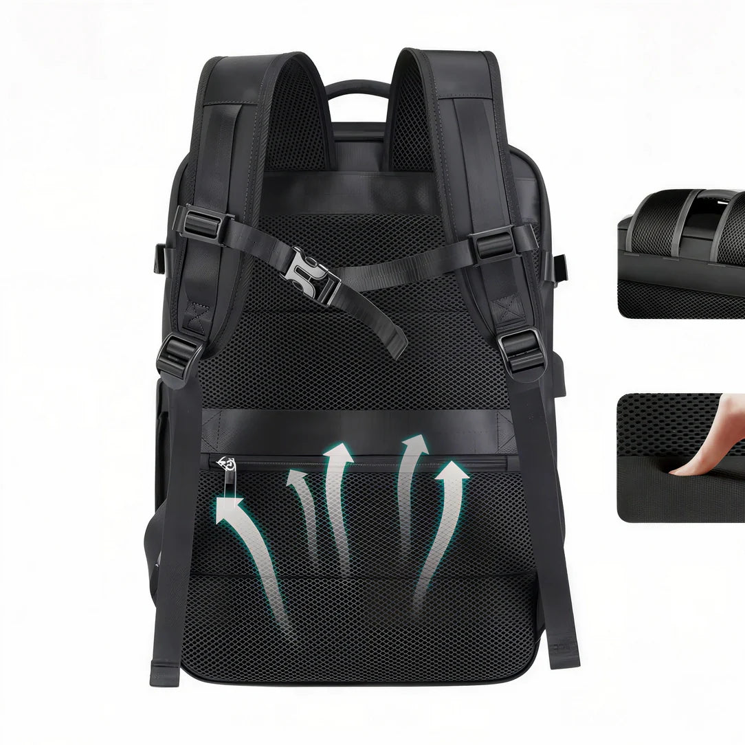 Sac à dos voyage grand format BG XMC noir en maille avec sangles réglables et poches multiples