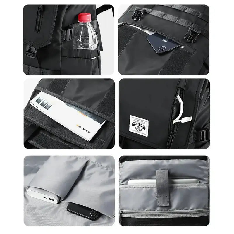 Sac à dos de voyage pour homme noir avec plusieurs compartiments et fonctionnalités d’organisation