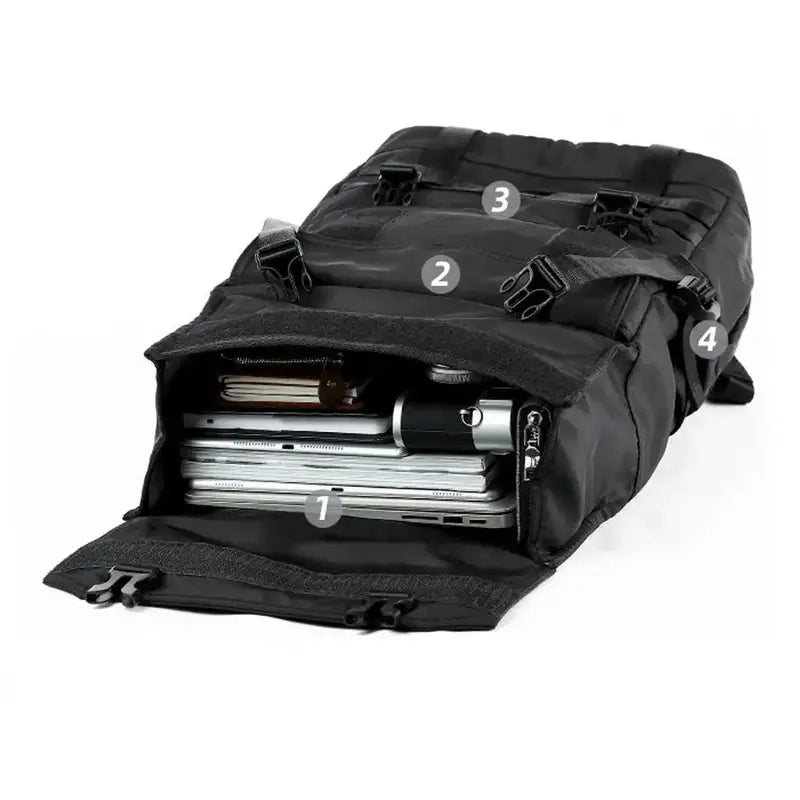 Sac à dos de voyage pour homme noir avec plusieurs compartiments pour ordinateur et accessoires