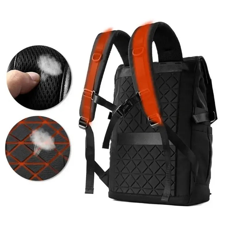Sac à dos de voyage pour homme noir avec bretelles rembourrées et dos respirant