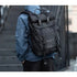 Sac à dos de voyage pour homme noir avec rouleau, plusieurs sangles et boucles