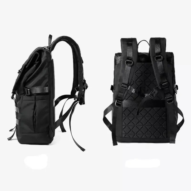 Sac à dos de voyage pour homme noir avec rouleau, bretelles rembourrées et panneau arrière diamanté