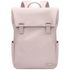 Sac à dos déperlant femme en cuir vegan rose pâle avec poches latérales et bretelles ajustables