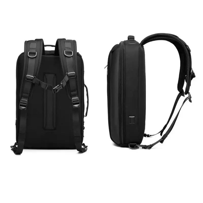 Sac à dos design homme noir avec bretelles et boucle de poitrine