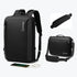Sac à dos design homme noir étanche pour ordinateur avec bandoulière détachable et sac messager assorti