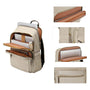 Sac à dos d’université femme beige avec plusieurs compartiments pour électronique