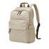 Sac à dos d’université femme beige avec poche avant, deux zippers supérieurs et bretelles marron