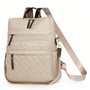 Sac à dos effet matelassé beige avec hardware doré et bandoulière en crossbody