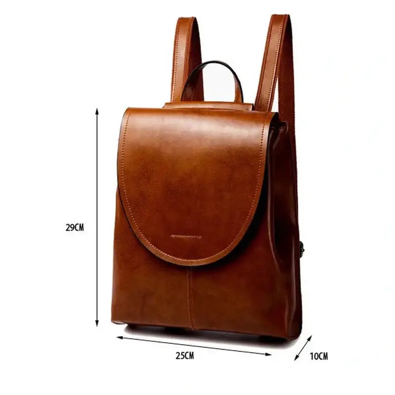 Sac à dos élégant en similicuir avec rabat courbé et cuir marron