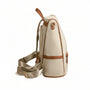 Sac à dos Elenya Vison en toile crème avec accents cuir marron