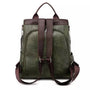 Sac à dos en cuir femme tendance en cuir imitation olive vert avec bretelles marron