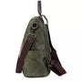 Sac à dos en cuir femme tendance en cuir vert foncé avec bretelles marron