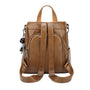 Sac à dos en cuir marron avec anti-vol, bretelles ajustables et poignée supérieure
