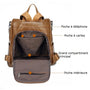 Sac à dos en cuir marron avec plusieurs compartiments et poches pour un style élégant