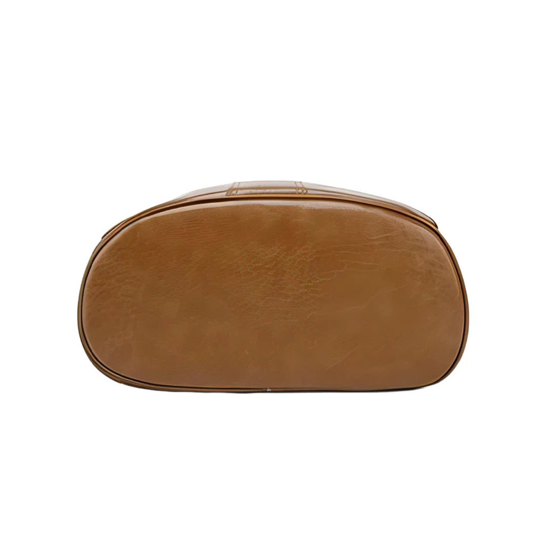 Sac à dos en cuir tan nœud papillon, texture lisse arrondie