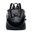 Sac à dos en cuir faux noir convertible avec nœud papillon et bandoulière élégante