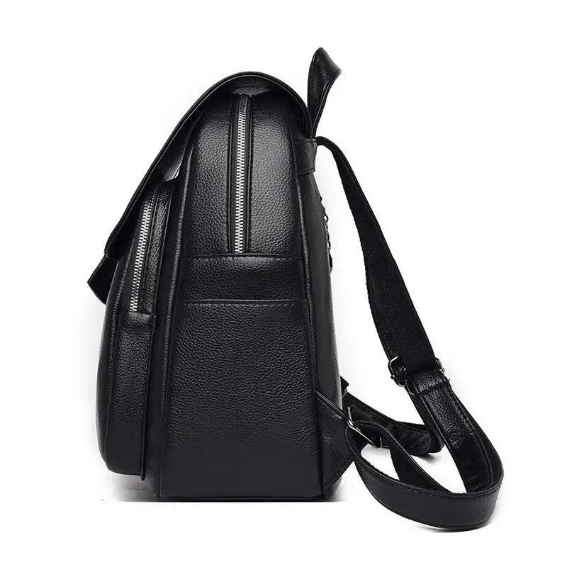 Sac à dos en cuir noir pour femme