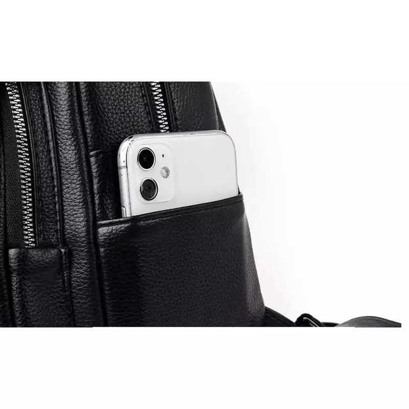 Sac à dos en cuir noir pour femme