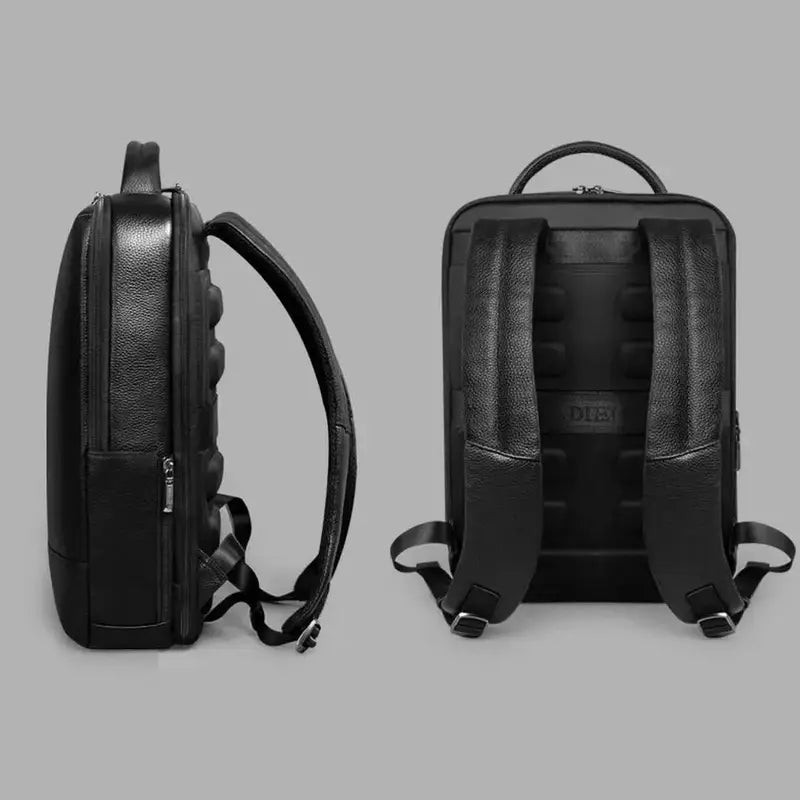 Sac à dos en cuir noir véritable