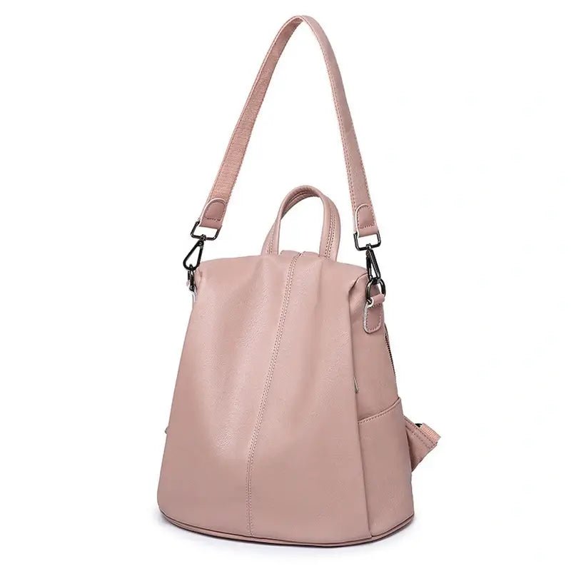 Sac à dos en cuir pour femme original avec sac convertible rose clair