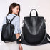Sac à dos en cuir noir pour femme avec anti-vol et bretelles convertibles
