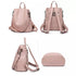 Sac à dos en cuir rose anti-vol pour femme avec bretelles réglables