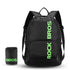 Sac à dos en nylon pliable noir avec lettres vert lime visibles