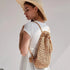 Sac à dos en paille chic avec cordons en corde et style bohème