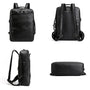 Sac à dos en simili cuir homme noir avec plusieurs compartments et port de chargement USB