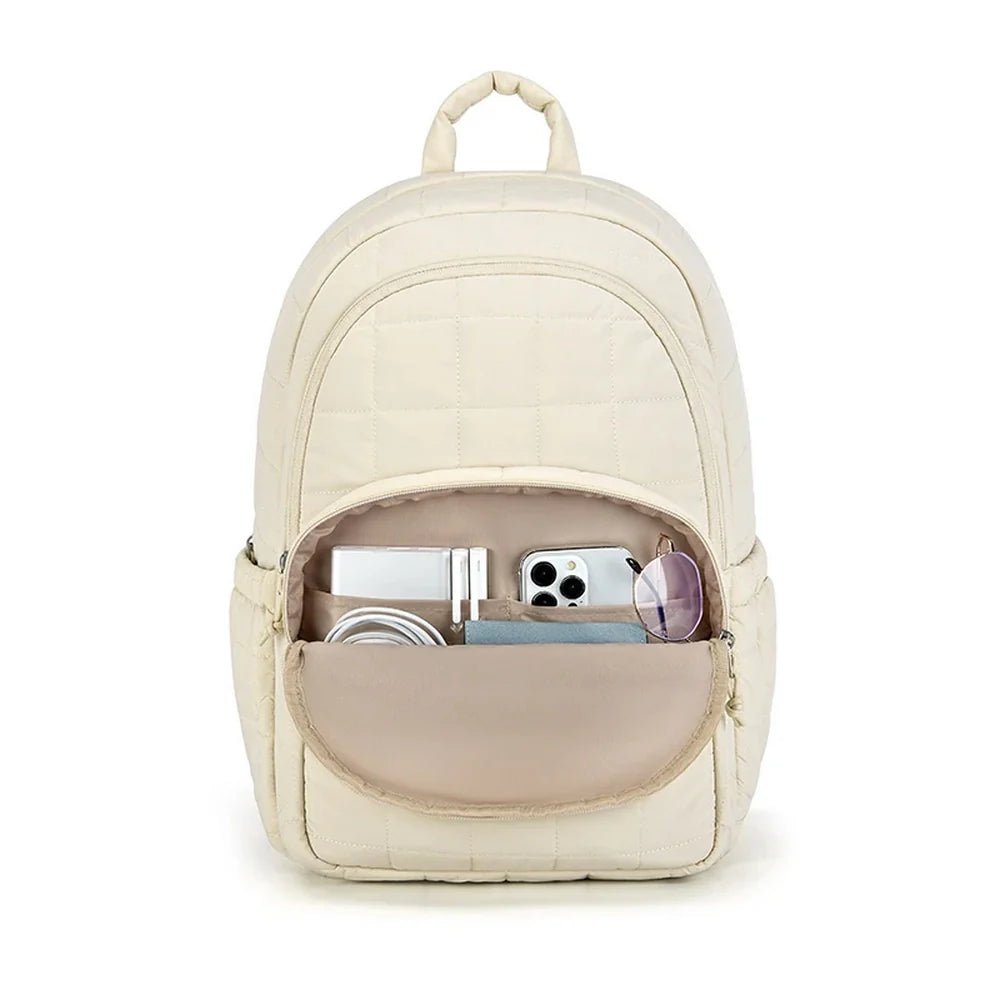 Sac à dos en tissu multi-compartiments léger et quilté avec poche frontale organisée