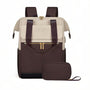 Sac à dos Epine beige et marron avec hardware doré et accents en cuir