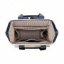 Sac à dos Epine en toile beige et bleu marine avec poignées et garniture noires