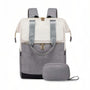 Sac à dos Epine gris et blanc avec accents noirs, fermeture éclair et bretelles réglables
