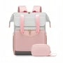 Sac à dos Epine rose et gris en matériau résistant à l’eau avec ferrures dorées