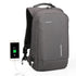 Sac à dos ergonomique gris foncé anti-vol avec port de chargement USB intégré