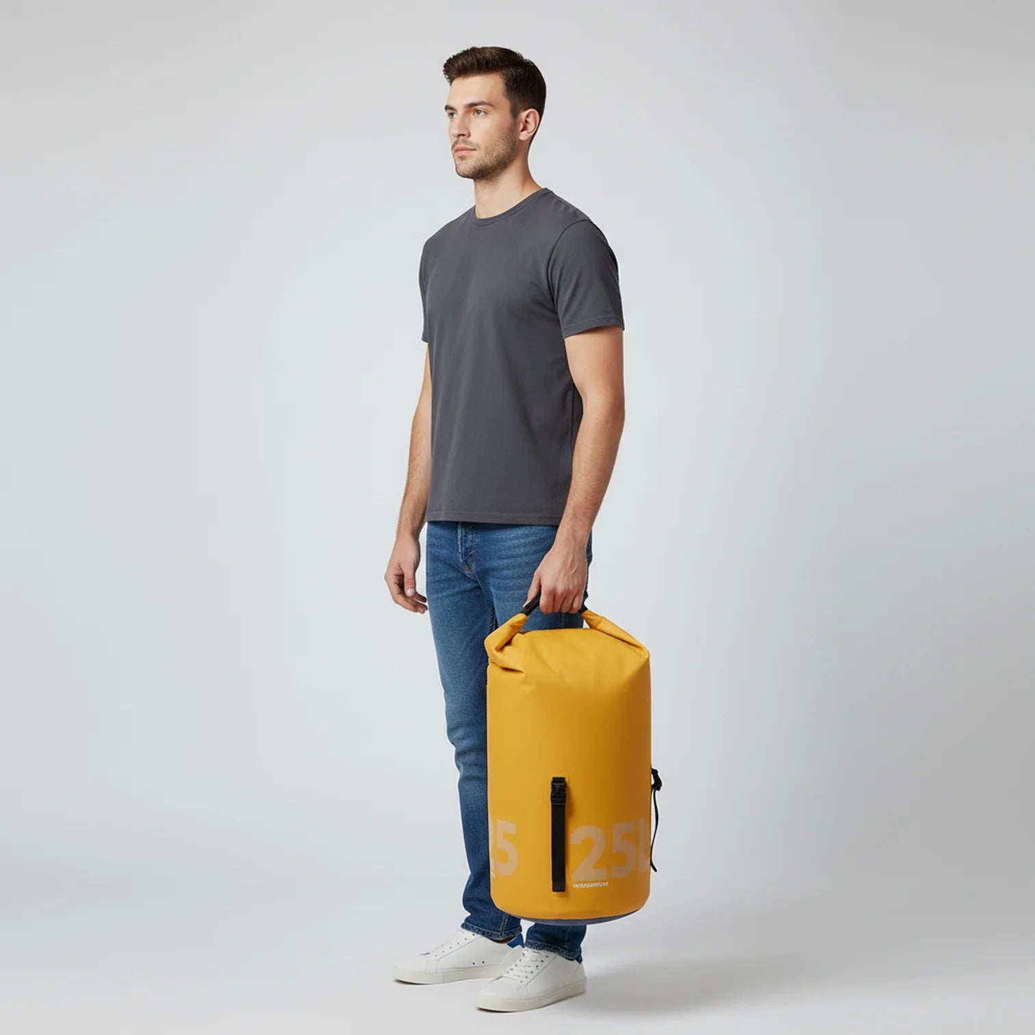Sac à dos étanche 10-25L IPX6 jaune vif 25L roll-top noir