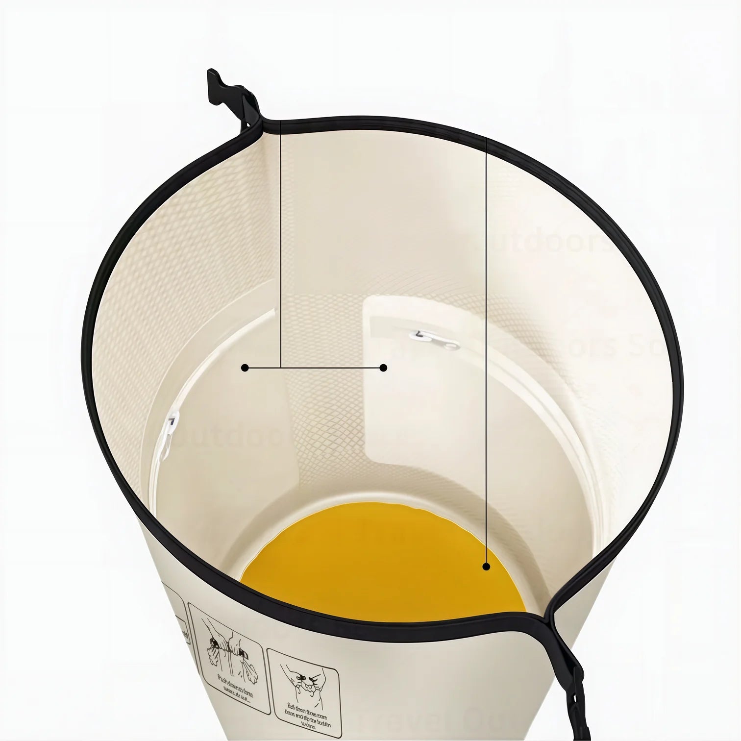 Sac à dos étanche 10-25L IPX6 avec piège insectes maillé blanc et liquide jaune